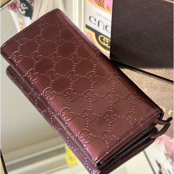 GUCCI GG Shine Guccissima Lovely Heart Continental Wallet Scarlatto with box - Picture 12 of 16